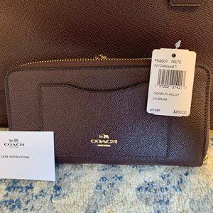 COACH ACCORDION ZIP WALLET (COACH F54007) - OXBLOOD/GOLD